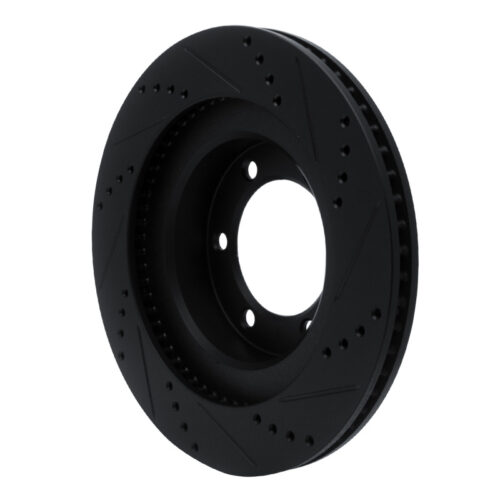 R1 Concepts for 03-09 Lexus GX470 Front Left Drilled & Slotted Black Brake Rotor - Image 4