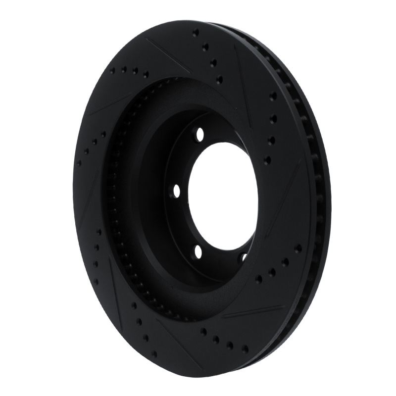 R1 Concepts for 03-09 Lexus GX470 Front Left Drilled & Slotted Black Brake Rotor - Image 4