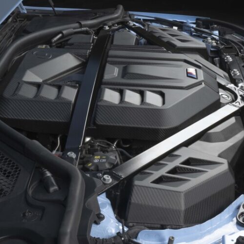 Dinan for 21-27 BMW M2/M3/M4 (G80/G82/G87) Matte Carbon Fiber Engine Cover w/Gloss Accents - Image 5