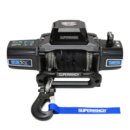 Superwinch 12000 LBS 12V DC 3/8in x 80ft Synthetic Rope SX12SR Winch - Semi Gloss Black - Image 4