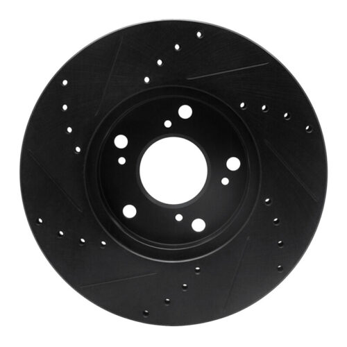 R1 Concepts for 06-15 Honda Civic Front Right Drilled & Slotted Black Brake Rotor - Image 5