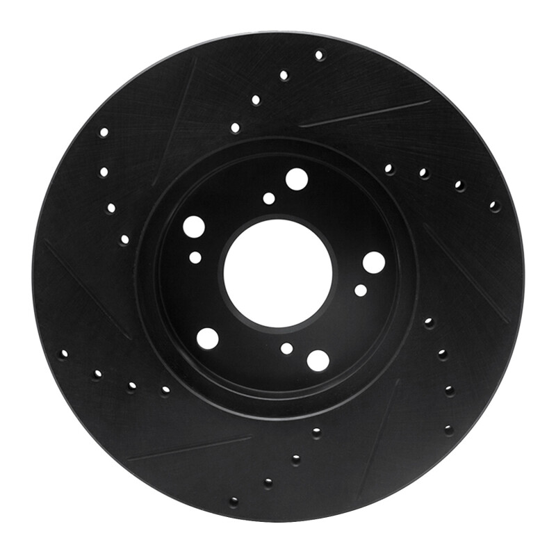 R1 Concepts for 06-15 Honda Civic Front Right Drilled & Slotted Black Brake Rotor - Image 5