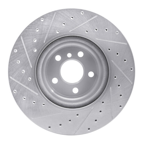 R1 Concepts for 16-25 BMW 330e xDrive Rear Right Drilled & Slotted Silver Brake Rotor - Image 5