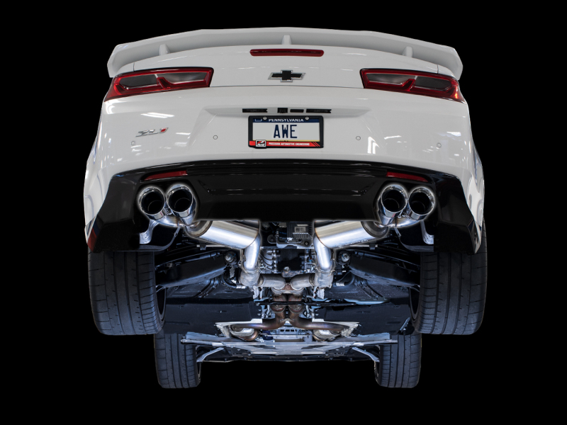 AWE Tuning Axle-Back Exhaust - Touring Edition (Quad Chrome Silver Tips) for 16-19 Chevrolet Camaro SS - Image 2
