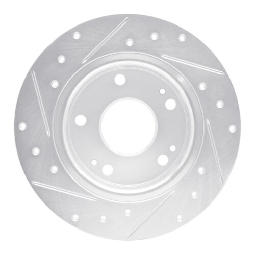 R1 Concepts for 16-25 Honda Civic Hatchback Rear Right Drilled & Slotted Silver Brake Rotor - Image 5