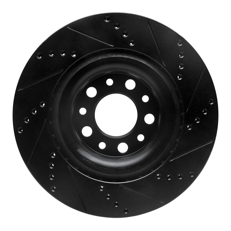 R1 Concepts for 2017-2025 Alfa Romeo Stelvio Rear Left Drilled & Slotted Black Brake Rotor - Image 5