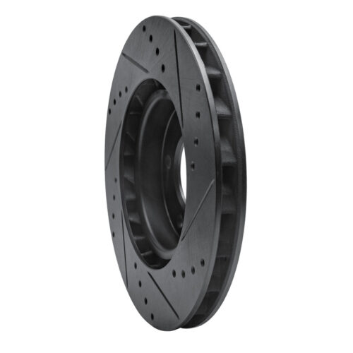 R1 Concepts for 95-99 BMW M3 E36 Right Front Drilled & Slotted Black Brake Rotor - Image 4