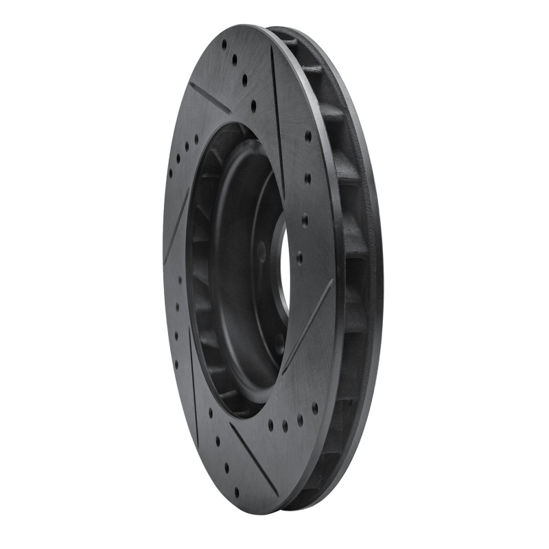 R1 Concepts for 95-99 BMW M3 E36 Right Front Drilled & Slotted Black Brake Rotor - Image 4