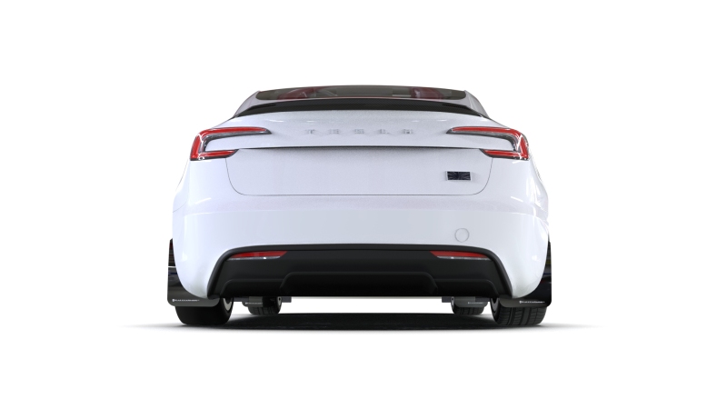 Rally Armor 24-26 Tesla Model 3 Highland Black UR Mud Flap White Logo - Image 7