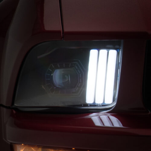 Raxiom for 2005-2009 Ford Mustang w/ Halogen Projector Headlights- Black Housing (Clear Lens) (No GT500 ) - Image 3