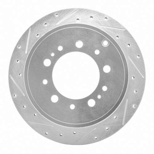 R1 Concepts for 17-21 Toyota Land Cruiser Rear Left Drilled & Slotted Silver Brake Rotor
