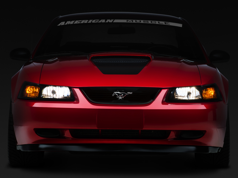 Raxiom for 1999-2004 Ford Mustang Axial Series OE Style Headlights- Black Housing (Smoked Lens)