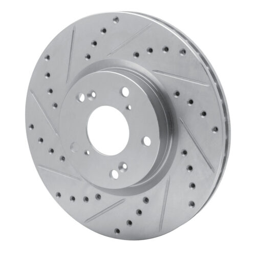 Alternative view of R1 Concepts for 06-15 Honda Civic Si Front Left Drilled & Slotted Silver Brake Rotor
