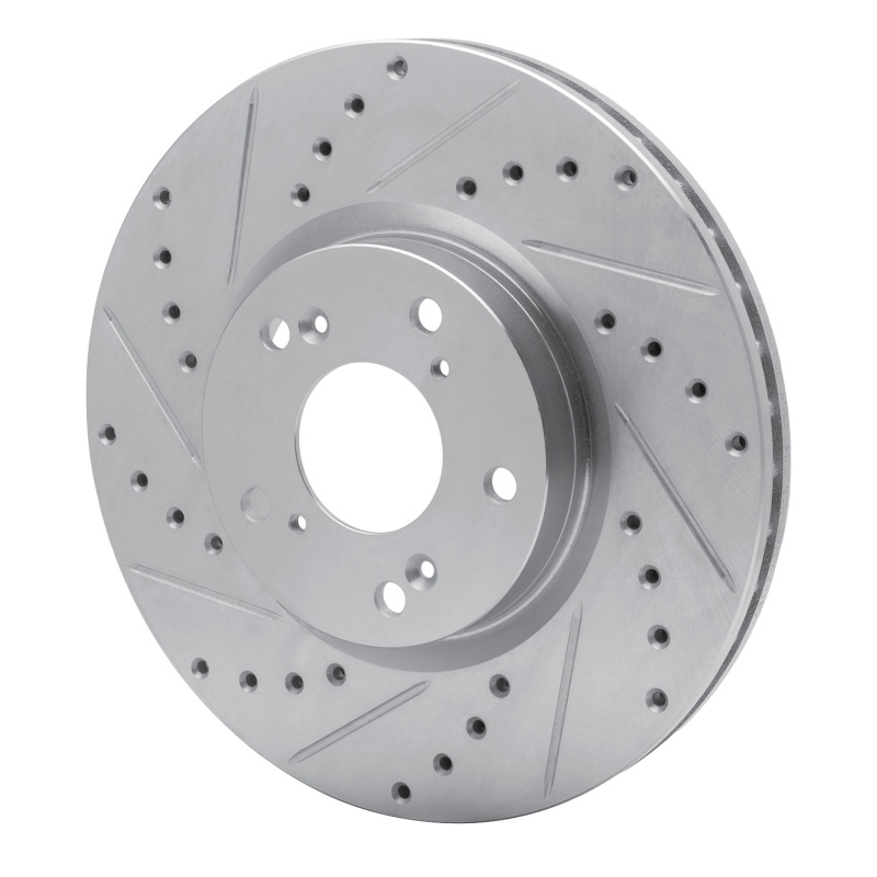 R1 Concepts for 06-15 Honda Civic Si Front Left Drilled & Slotted Silver Brake Rotor - Image 2