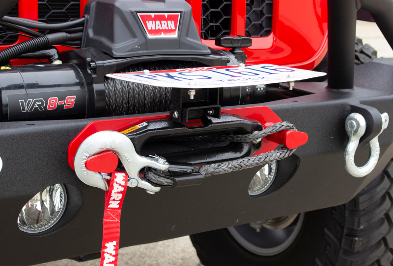 Fishbone Offroad 2018+ Jeep Wrangler JL - Black Aluminum Hawse Fairlead License Plate Mount - Image 8