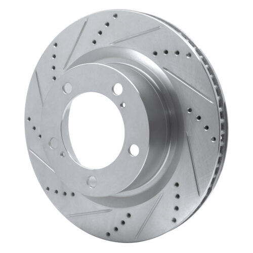 Alternative view of DFC 07-22 Lexus LX570 Front Left Drilled & Slotted Silver Brake Rotor