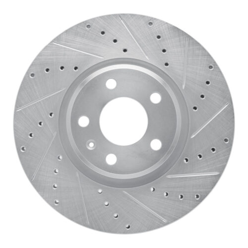 R1 Concepts for 11-17 Audi A5 Front Right Drilled & Slotted Silver Brake Rotor