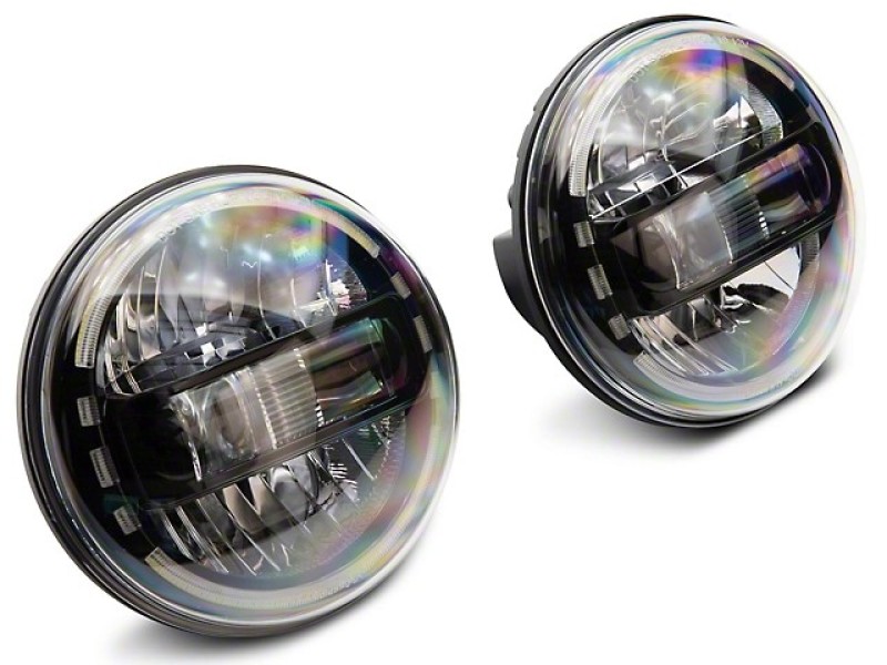 Raxiom for 1997-2018 Jeep Wrangler TJ/JK Axial 7-Inch LED Headlights w/ DRL- Black Housing (Clear Lens) - Image 2