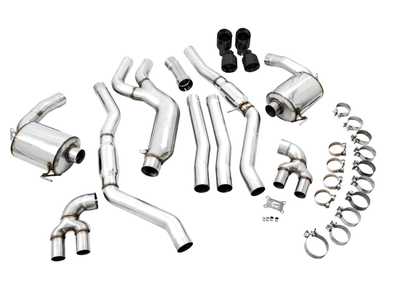 AWE Tuning Touring Edition Exhaust - Quad Diamond Black Tips for 2019+ BMW M340i (G20) Resonated - Image 4