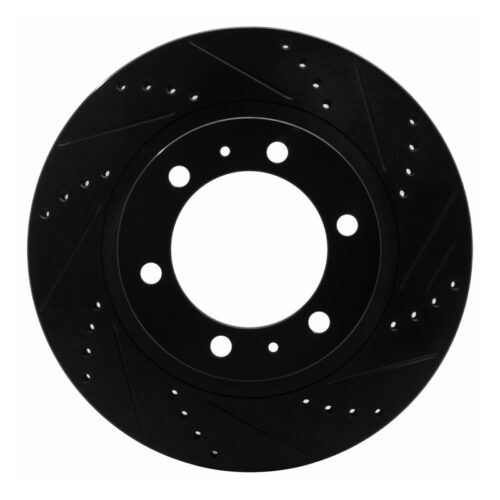R1 Concepts for 05-23 Toyota Tacoma Front Right Drilled & Slotted Black Brake Rotor