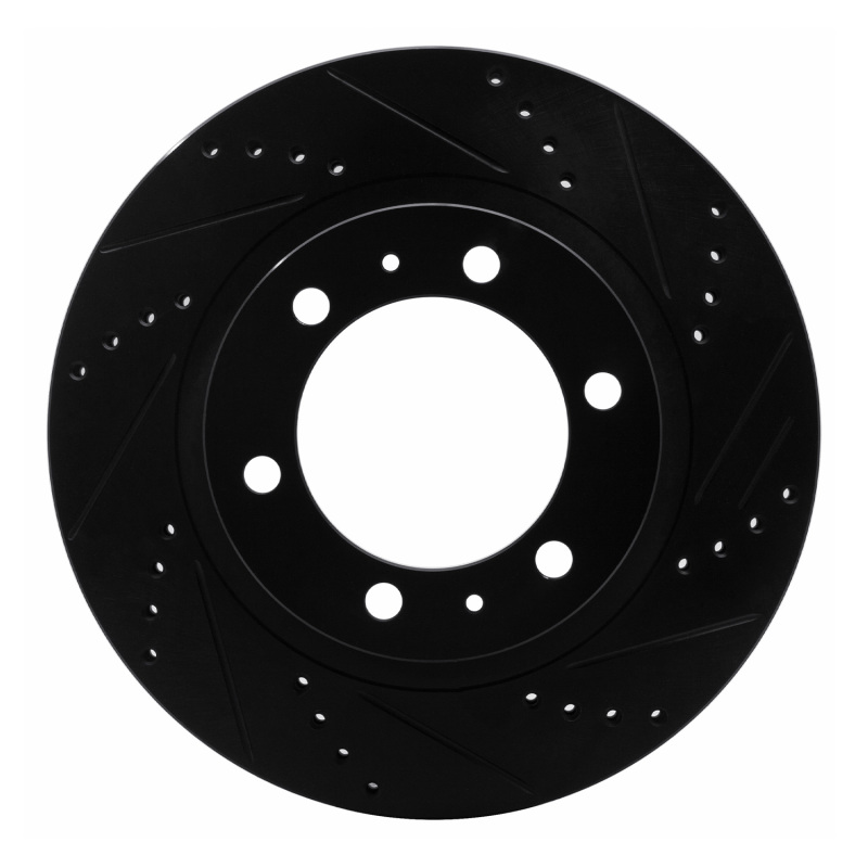 R1 Concepts for 05-23 Toyota Tacoma Front Right Drilled & Slotted Black Brake Rotor