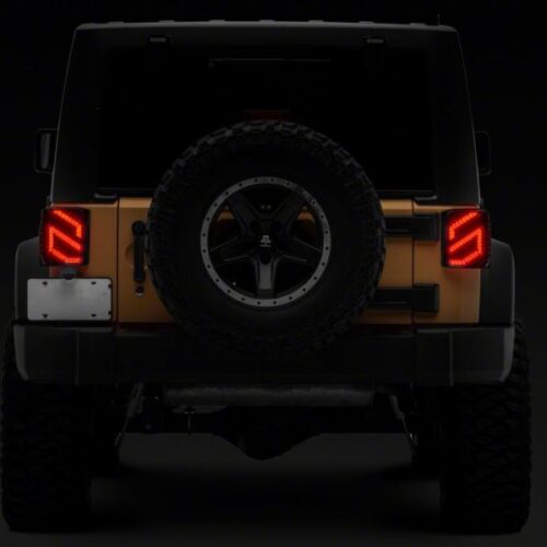 Raxiom for 2007-2018 Jeep Wrangler JK Axial Series Trident LED Tail Lights- Black Housing (Clear Lens) - Image 10