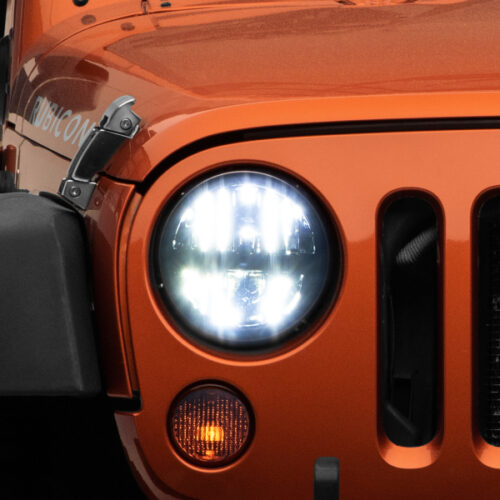 Raxiom for 1997-2018 Jeep Wrangler TJ/JK Axial Series LED Headlights- Black Housing (Clear Lens)