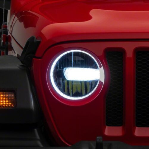 Raxiom for 2018-2023 Jeep Wrangler JL Axial Series 9-In LED Headlights- Black Housing (Clear Lens) - Image 10