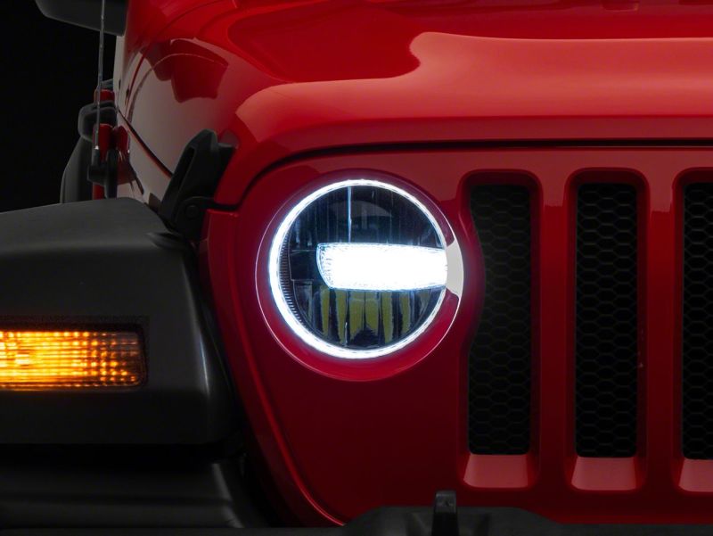 Raxiom for 2018-2023 Jeep Wrangler JL Axial Series 9-In LED Headlights- Black Housing (Clear Lens) - Image 10