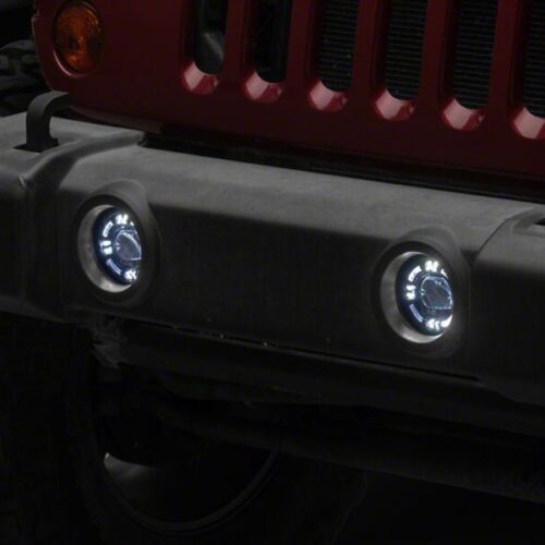 Raxiom for 2007-2018 Jeep Wrangler JK V2 LED Switchback Fog Lights with Amber Turn Signal and Halo Rings - Image 10