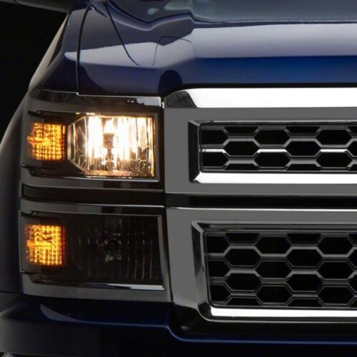 Raxiom for 2014-2015 Chevrolet Silverado 1500 OE Style Headlights/ Chrome Trim- Black - Clear Lens