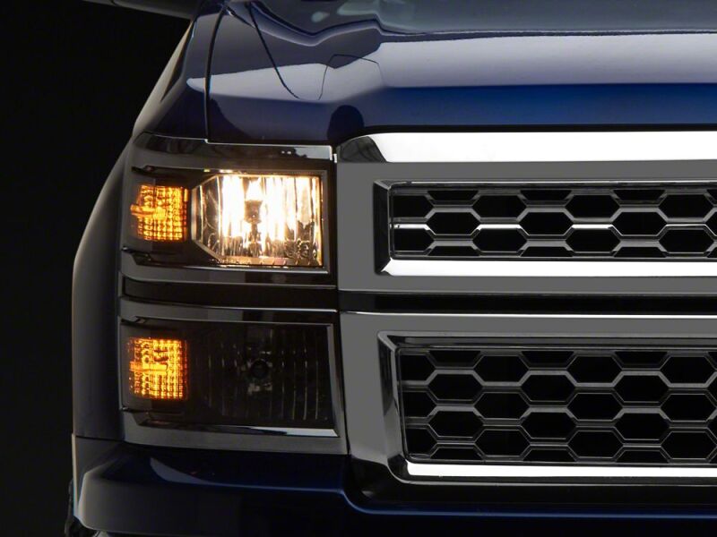 Raxiom for 2014-2015 Chevrolet Silverado 1500 OE Style Headlights/ Chrome Trim- Black - Clear Lens