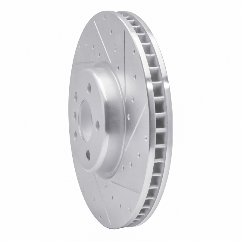 R1 Concepts for 16-25 BMW i4 Right Front Drilled & Slotted Silver Brake Rotor - Image 2