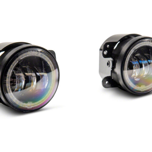Raxiom for 2007-2018 Jeep Wrangler JK Axial Series 4-In LED Devil Eyes Fog Lights w/ Halo