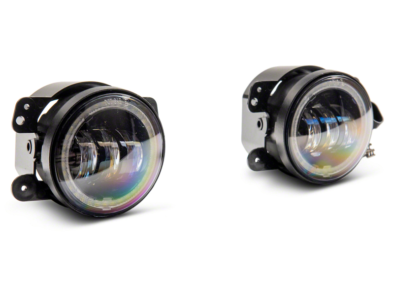 Raxiom for 2007-2018 Jeep Wrangler JK Axial Series 4-In LED Devil Eyes Fog Lights w/ Halo