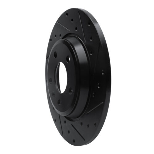 Alternative view of R1 Concepts for 09-25 Audi A4 Rear Right Drilled & Slotted Black Brake Rotor