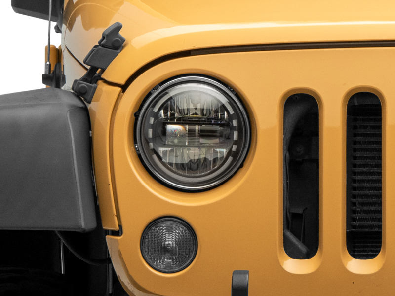 Raxiom for 1997-2018 Jeep Wrangler TJ/JK Axial 7-Inch LED Headlights w/ DRL- Black Housing (Clear Lens) - Image 9
