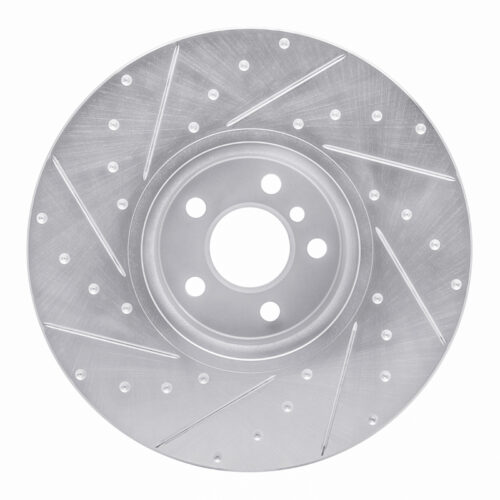 R1 Concepts for 16-25 BMW i4 Right Front Drilled & Slotted Silver Brake Rotor - Image 5