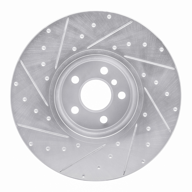 R1 Concepts for 16-25 BMW i4 Right Front Drilled & Slotted Silver Brake Rotor - Image 5