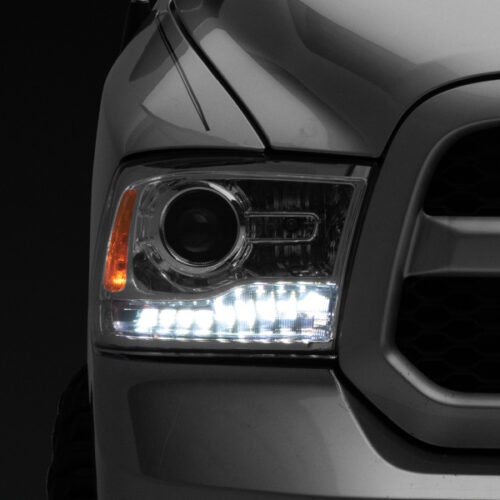 Raxiom for 2009-2018 Dodge RAM 1500 LED Halo Headlights w/ Switchback Turn Signals- Chrome Hsng (Clear Lens) - Image 3