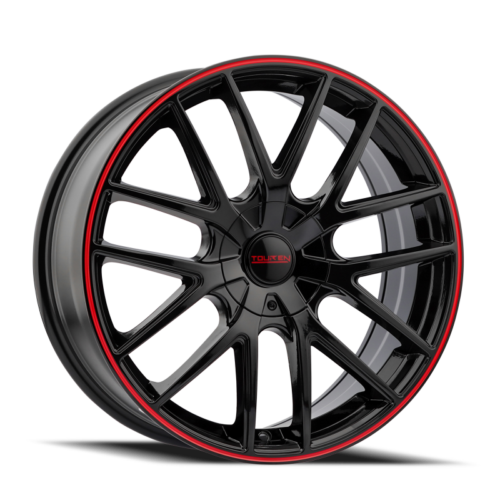 Touren 3260 TR60 17x7.5 / 5x108/114.3 BP / 42mm Offset / 72.62mm Hub Gloss Black w/ Red Ring Wheel
