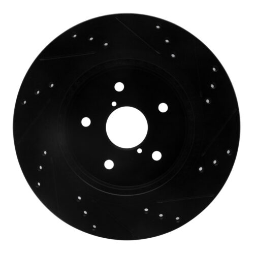 R1 Concepts for 15-25 Subaru Outback Rear Left Drilled & Slotted Black Brake Rotor - Image 5