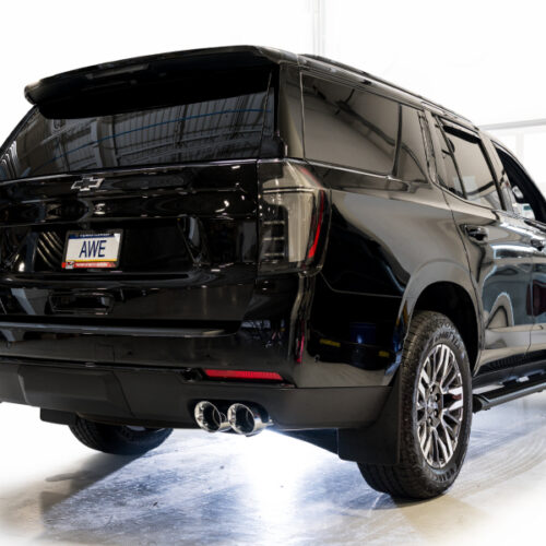 AWE Tuning 2021+ GMC Suburban/Yukon XL 5.3L 0FG Split Rear Exit Catback - Quad Chrome Silver Tips - Image 9