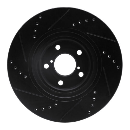 R1 Concepts for 04-25 Scion FR-S Front Right Drilled & Slotted Black Brake Rotor - Image 5