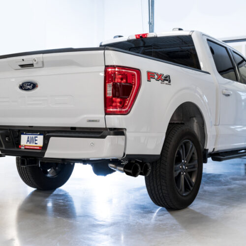 AWE Tuning Cat-Back Exhaust - 4.5in Diamond Black Tips *For Stock Y-Pipe Only for AWE 21+ Ford F150 Dual Side Exit - Image 5
