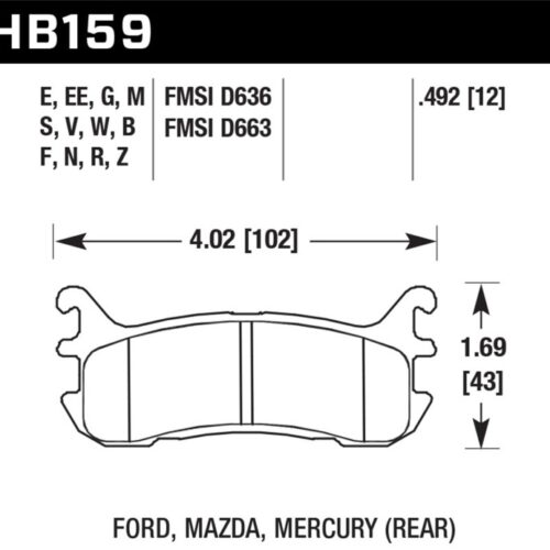 Alternative view of Hawk 03-05 Mazda Miata Rear ER-1 Brake Pad Set