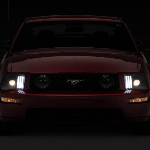 Raxiom for 2005-2009 Ford Mustang w/ Halogen Projector Headlights- Black Housing (Clear Lens) (No GT500 ) - Image 10