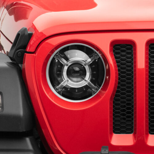 Raxiom for 2018-2022 Jeep Wrangler JL/ JT 9-Inch LED Headlights w/ DRL and Halo- Black Housing (Clear Lens) - Image 8
