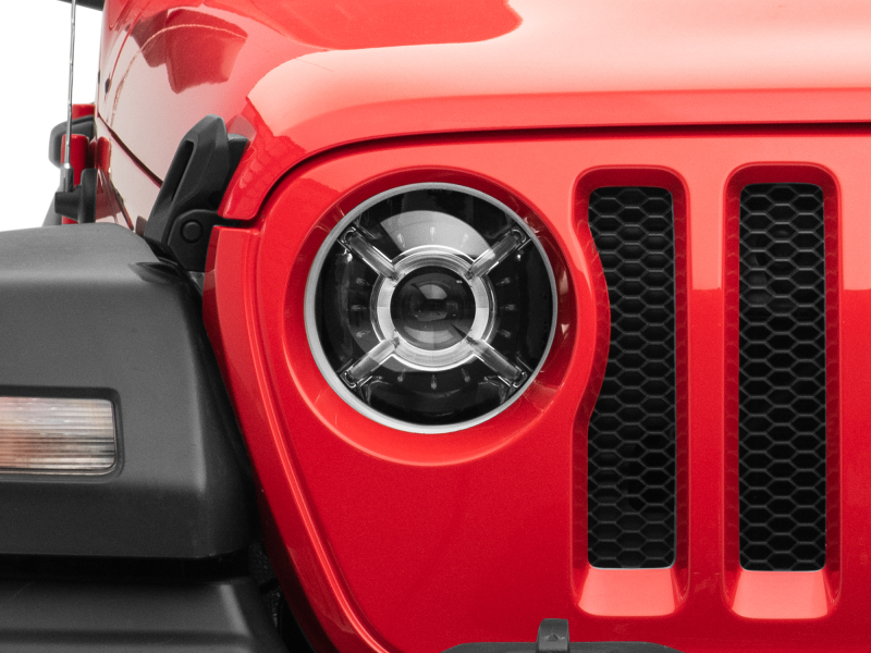 Raxiom for 2018-2022 Jeep Wrangler JL/ JT 9-Inch LED Headlights w/ DRL and Halo- Black Housing (Clear Lens) - Image 8