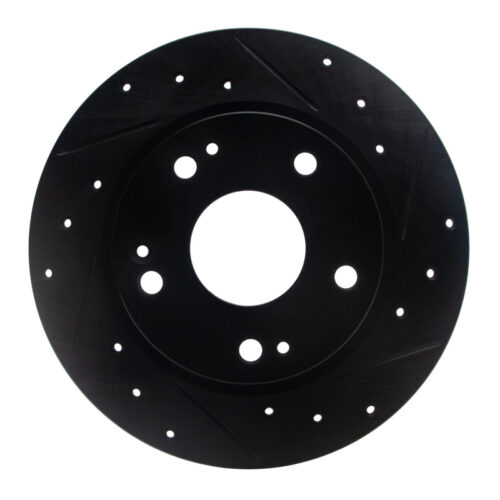 R1 Concepts for 2016-2025 Honda Civic Hatchback Rear Right Drilled & Slotted Black Brake Rotor